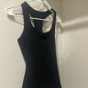 Women’s black ribbed fitted shelf bra tank